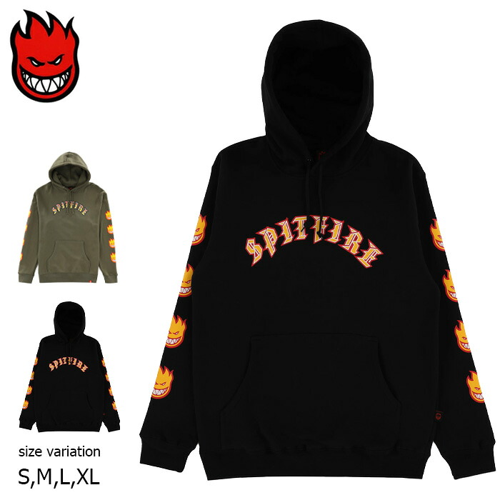 【0の付く日限定!10%OFF★クーポン配布中♪】SPITFIRE OLD E BIGHEAD HOODIE SLV BKL SLV/ARMY スピットファイア プルオーバー ビッグヘッド ロゴ フーディー パーカー 正規品