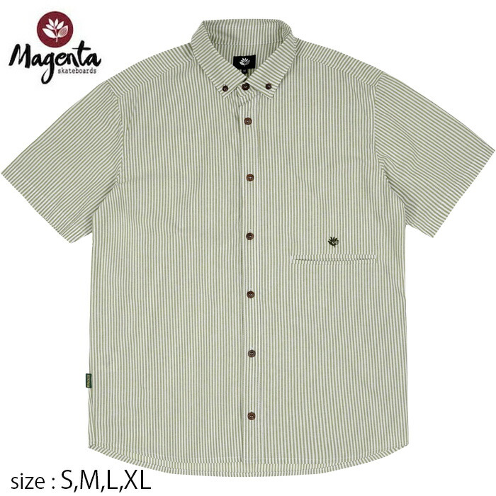 MAGENTA マゼンタ オックスフォードプルオーバー 半袖 スケボーSU24 OXFORD STRIPED SHIRT 縞模様 表どおり 滑るゲーム盤