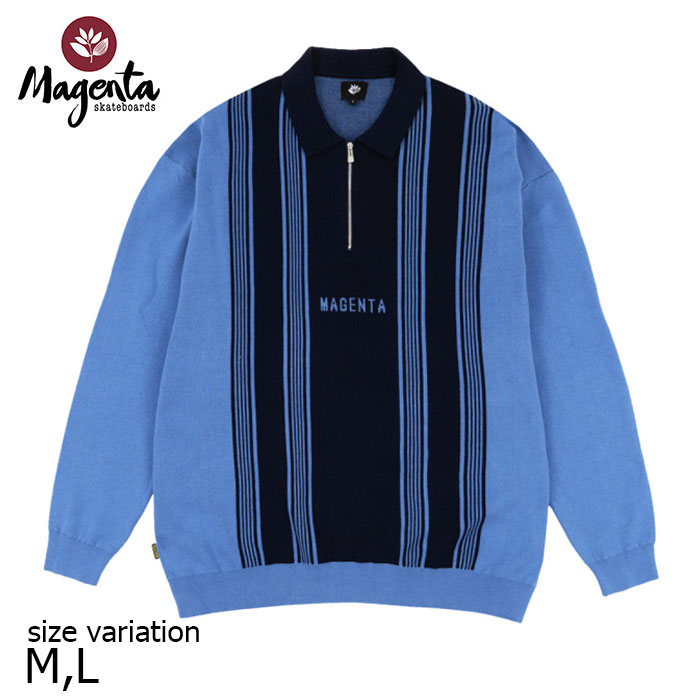 MAGENTA マゼンタ 編み物 スポーツシャツ 長袖 スケボー SP25 1984 KNIT POLO 表どおり メンズ 滑るゲーム盤