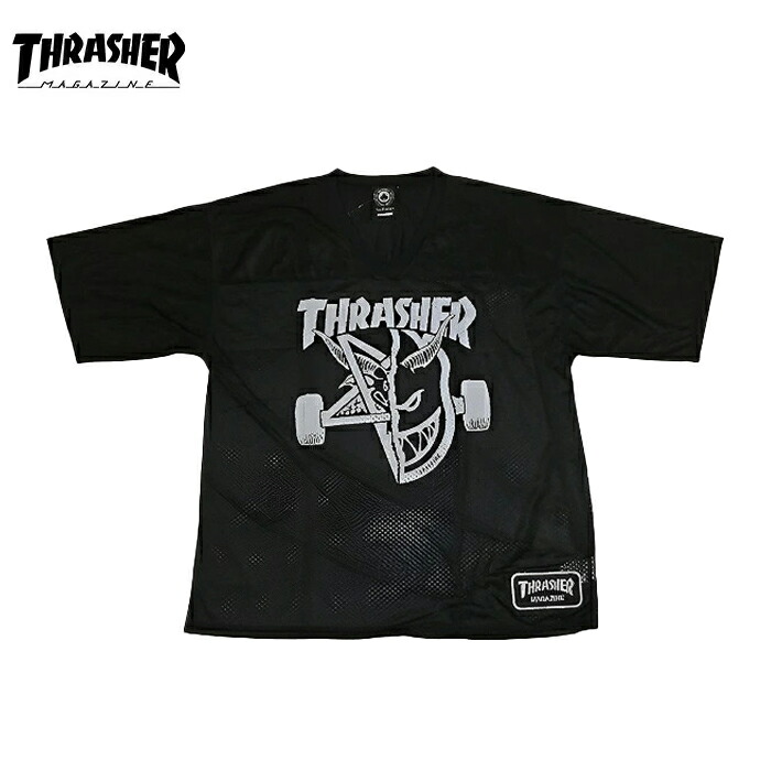【0の付く日限定!10%OFF★クーポン配布中♪】THRASHER S/S THRASHER JERSEY THxSF BLACK ジャージ Tシャツ 半袖 スラッシャー ブラック ストリート スケボー 正規品