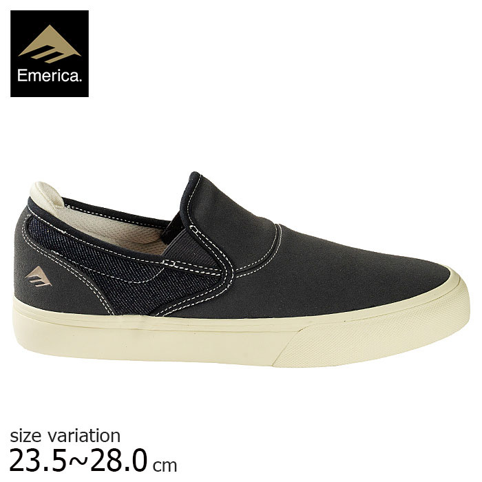 Emerica. エメリカ スリッポン スニーカー WINO G6 SLIP ON BLACK/TAN  シューズ 表どおり スケボー 滑るゲーム盤