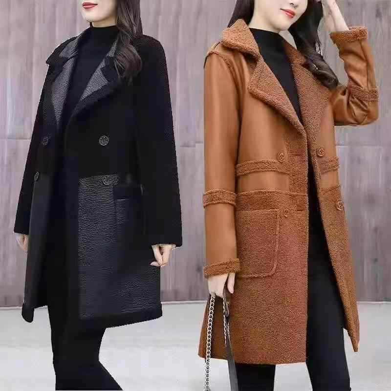 ミドル丈 ジャケット フェイクレザー 冬 裏 レディース アウター