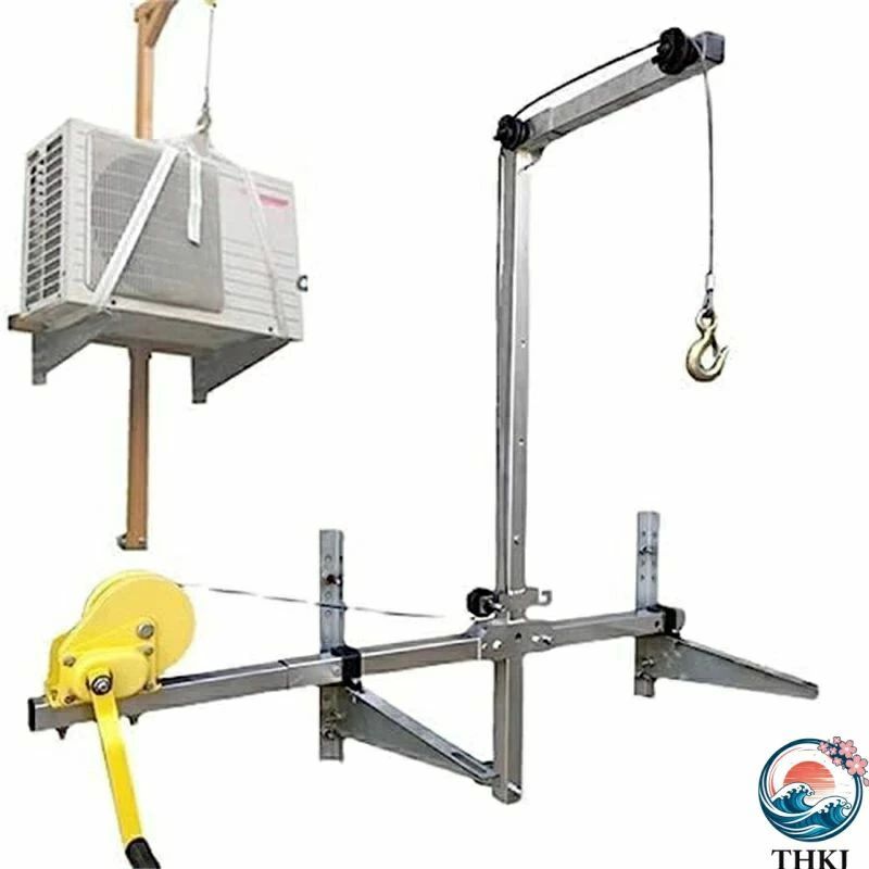 エアコンリフト マニュアルエアコン室外機吊具+ウインチセット小型クレーンマウントハンガーハンドクランク吊金具吊具エアコン エアコンウインチ 10M 15M|くらさぽ