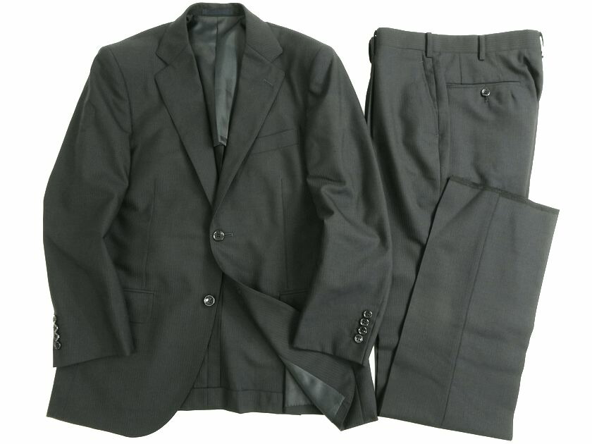 BRERA ブレラ 大賀 ウール100% シャドーストライプ 2B 1タック シングルスーツ ジャケット スラックスパンツ 132A7084 ネイビー A4 ▲050▼20622k06