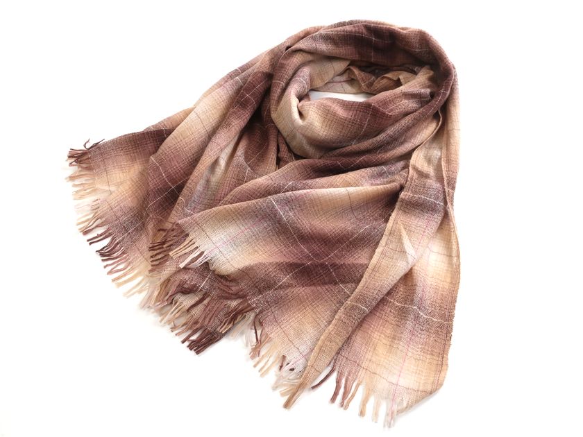 高島屋 TAKASHIMAYA 日本製 カシミヤ100% 大判 チェック柄 ストール マフラー 19AW101 定2.5万 ブラウン▲010▼20705k21