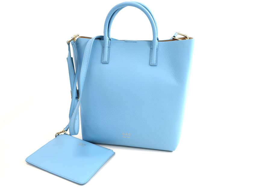 OAD NEW YORK TALL CARRYALL TOTE 本革 シュリンクレザー 2WAY ショルダー トートバッグ 鞄 OAD064 定6.3万 ライトブルー ▲058▼20712k06|FASHION SELECT SHOP クローラー