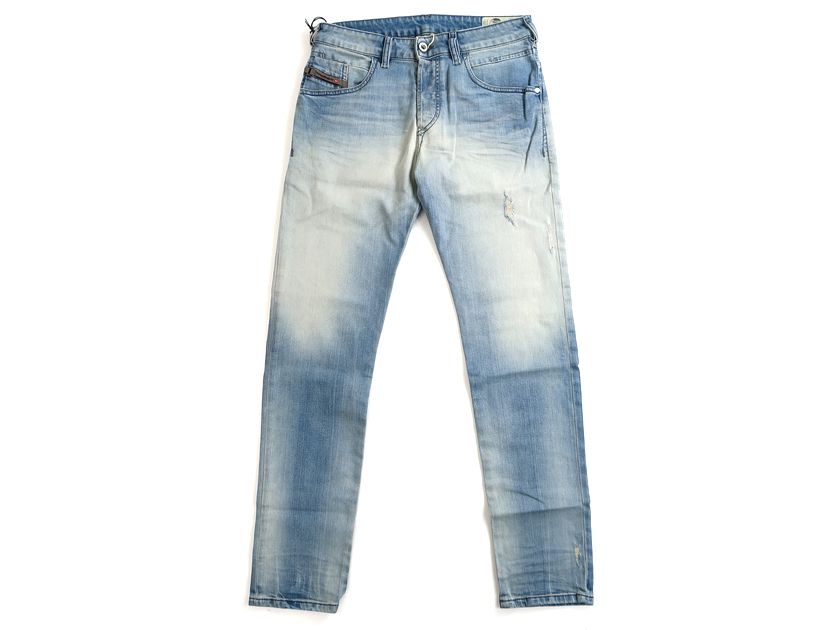 【中古】【新古品・未使用品】DIESEL ディーゼル D-BAZER TAPERED ダメージ加工 ウォッシュド加工 テーパード ストレッチ デニムパンツ ジーンズ 081AP ライトブルー W29 L32▲▼20912k17