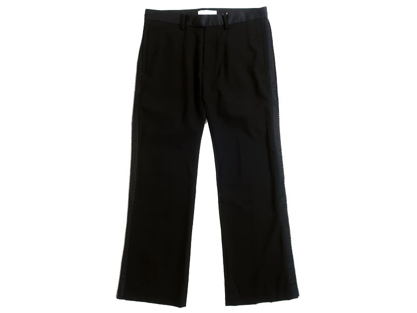 FACETASM ファセッタズム 日本製 SLIT TAXEDO PANTS ウール混 サイドボールチェーン スリットパンツ RB-PT-M23 定9.5万 ブラック 3▲050▼21004k06