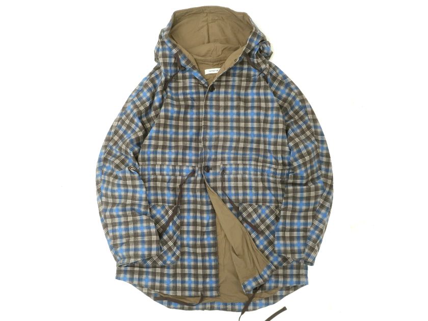 nonnative ノン原住民 日本製 TROOPER SMOCK COTTON TWILL PLAID PRINT コットンツイル 照合のしるし柄刷り上げる トルーパー スモーキングジャケット フーデッド厚地の外套 NN-J3720 定7.2万 青み 1-01 2-02 ▲100▼21228k11