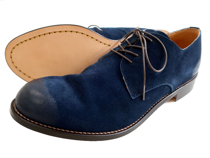 PADRONE パドローネ 日本製 マッケイ製法 本革 牛革 VELOUR DERBY PLAIN TOE SHOES 外羽根 ダービープレーントゥ スエードレザー シューズ 革靴 PU7358-2049-19D 定価3万 ネイビー41▲050▼30606k08｜FASHION SELECT SHOP クローラー