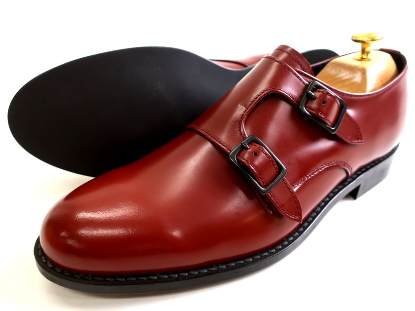 ARCOLLETTA PADRONE アルコレッタ パドローネ 日本製 本革 DOUBLE MONK SHOES ダブルモンク ガラスレザー プレーントゥシューズ AP8565-2015-19C 定価2.3万 ボルドー 42▲050▼30609k01｜FASHION SELECT SHOP クローラー