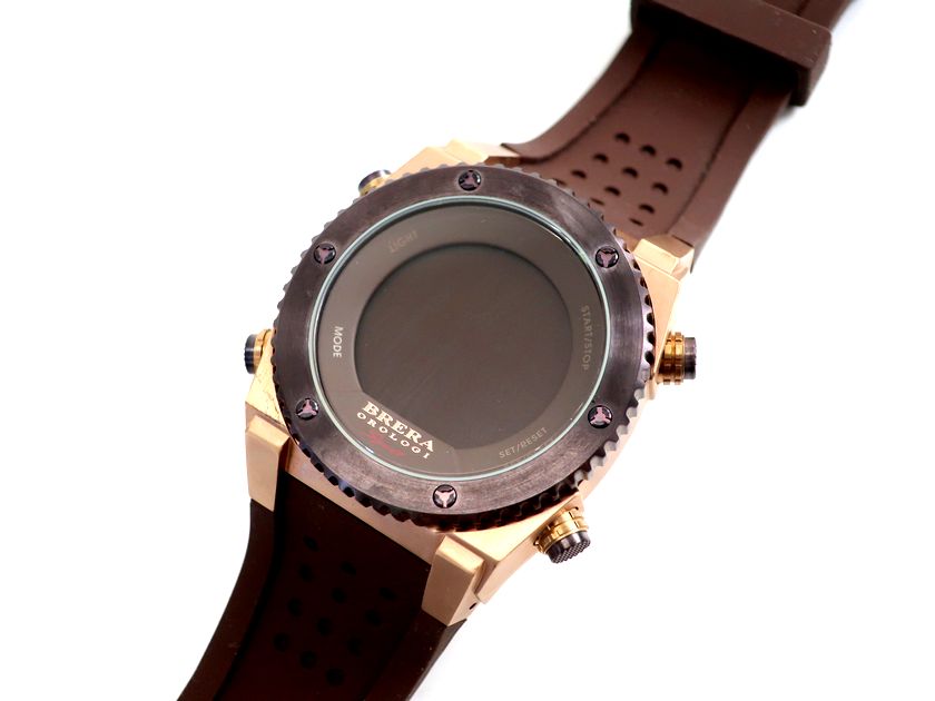 中古 ■BRERA OROLOGI Sport ブレラ オロロージ ブラッシュド加工メタルフィニッシュ ダブルレイヤーダイアル デジタルスポーツウォッチ 腕時計 AB10 ブラウン▲000▼30822k02_g used