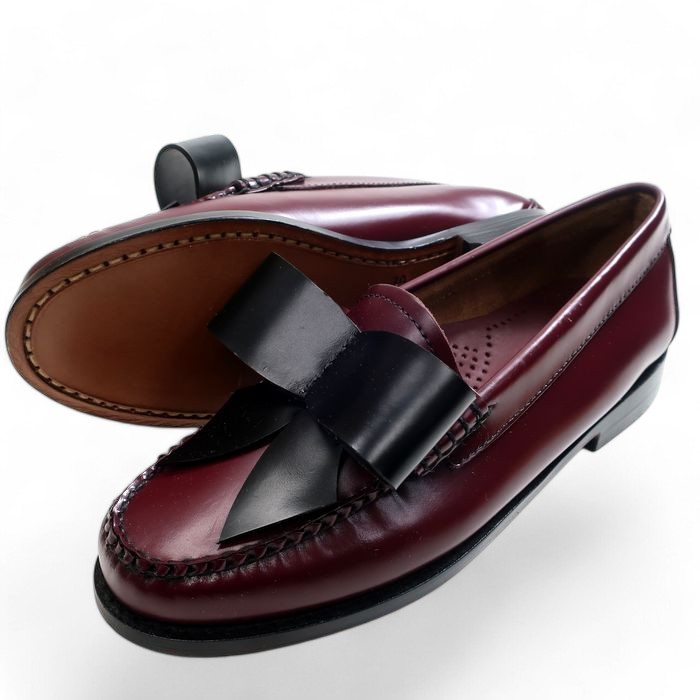 G.H.BASS Weejuns ジーエイチバス ウィージャンズ マッケイ製法 WEEJUN WMN PENNY BOW ハイシャインレザー ボウ ローファー 革靴 BA410005B 定価2.8万 レッドワイン 6 レディース▲066▼41128k05｜FASHION SELECT SHOP クローラー 11,550円