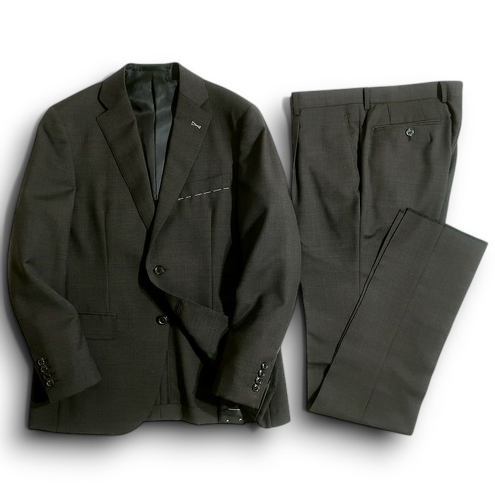 DEGE&SKINNER ディージ&スキナー 大賀 日本製 ウール100％ 2B 1タック シングルスーツ ジャケット スラックスパンツ 548A9007 チャコール AB4-01 AB5-02 AB6-03▲074▼50207k08
