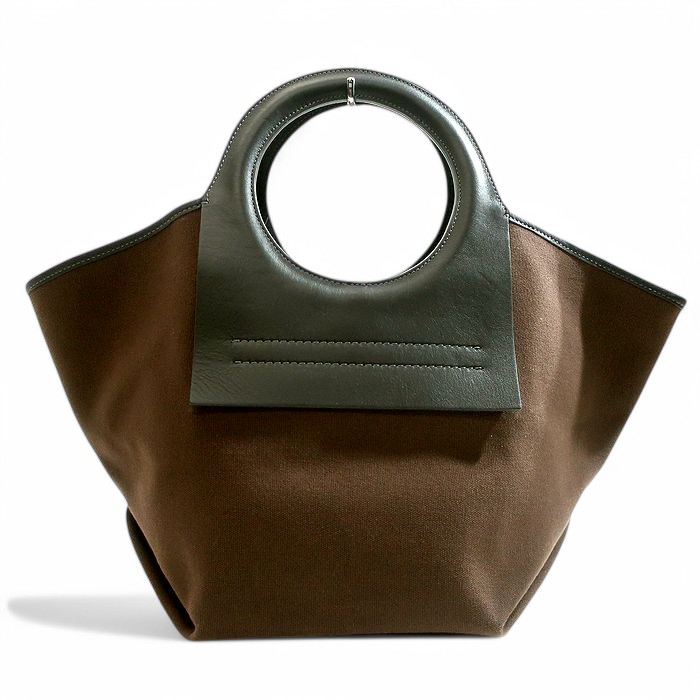 ⭕️ Hereu ベージュキャンバスハンドル トートバッグ セール】 HEREU CALA SMALL Leather-trimmed キャンバストート