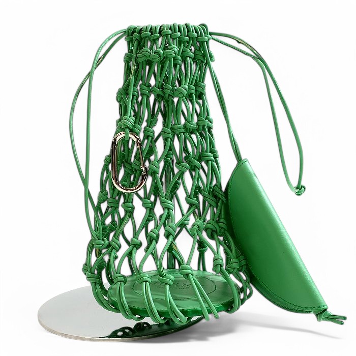 HEREU ヘリュー Filat フィラット Knotted Mini Drawstring Tote Bag ノット ミニ ドローストリング レザー トートバッグ 鞄 定価6.3万 グリーン Onesize▲095▼50403k07