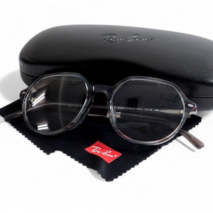 【中古】【新古品・未使用品】Ray Ban レイバン THALIA GEOFIT ラウンドシェイプ 眼鏡 メガネ サングラス RB5395F 定価2.5万 クリアグレー ブラック 53□18 145▲053▼50605k08｜FASHION SELECT SHOP クローラー