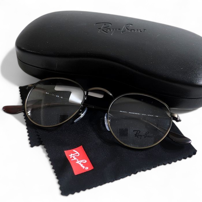 【中古】【新古品・未使用品】Ray Ban レイバン ROUND METAL ラウンドシェイプ 眼鏡 メガネ サングラス RB3447V 定価2.5万 マットアンティークゴールド 47□21 140▲053▼50605k09