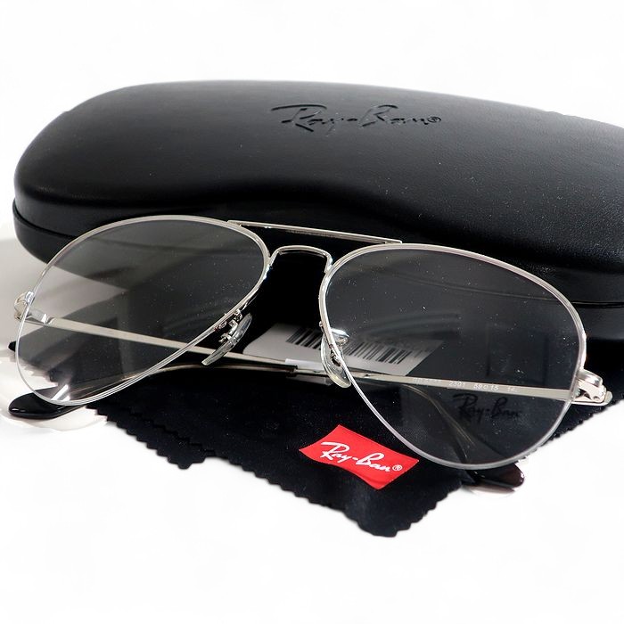 【中古】【新古品・未使用品】Ray Ban レイバン AVIATOR GAZE ハーフリム ティアドロップ 眼鏡 メガネ サングラス RB6589 定価2.3万 シルバー 59□15 140▲053▼50605k11|FASHION SELECT SHOP クローラー
