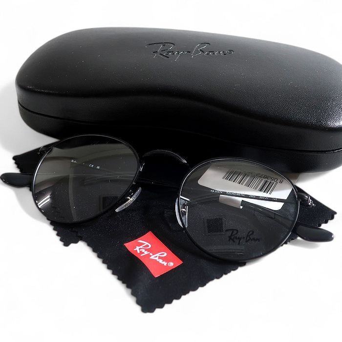【中古】【新古品・未使用品】Ray Ban レイバン ROUND METAL ラウンドシェイプ 眼鏡 メガネ サングラス RB3447V 定価2.5万 ブラック 50□21 145▲053▼50605k13