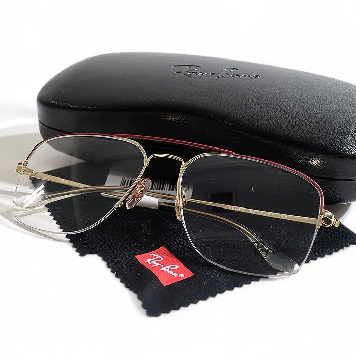 【中古】【新古品・未使用品】Ray Ban レイバン GENERAL GAZE セミリムレス ダブルブリッジ スクエア 眼鏡 メガネ サングラス RB6441 定価2.5万 レッド ゴールド 59□17 145▲053▼50606k07|FASHION SELECT SHOP クローラー