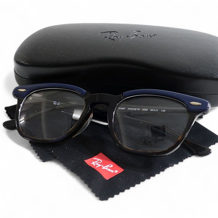 【中古】【新古品・未使用品】Ray Ban レイバン HAWKEYE ハバナ ラウンドスクエア 眼鏡 メガネ サングラス RB5398F 定価2.5万 ネイビー ブラック 50□21 145▲053▼50609k08|FASHION SELECT SHOP クローラー