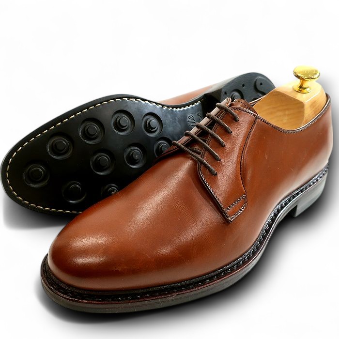 【中古】【新古品・未使用品】Jalan Sriwijaya ジャランスリワヤ ハンドソーンウェルテッド製法 本革 外羽根 DAINITE SOLE プレーントゥ レザー ビジネスシューズ 革靴 98651 定価3.9万 ブラウン 8.5▲056▼50704k09|FASHION SELECT SHOP クローラー