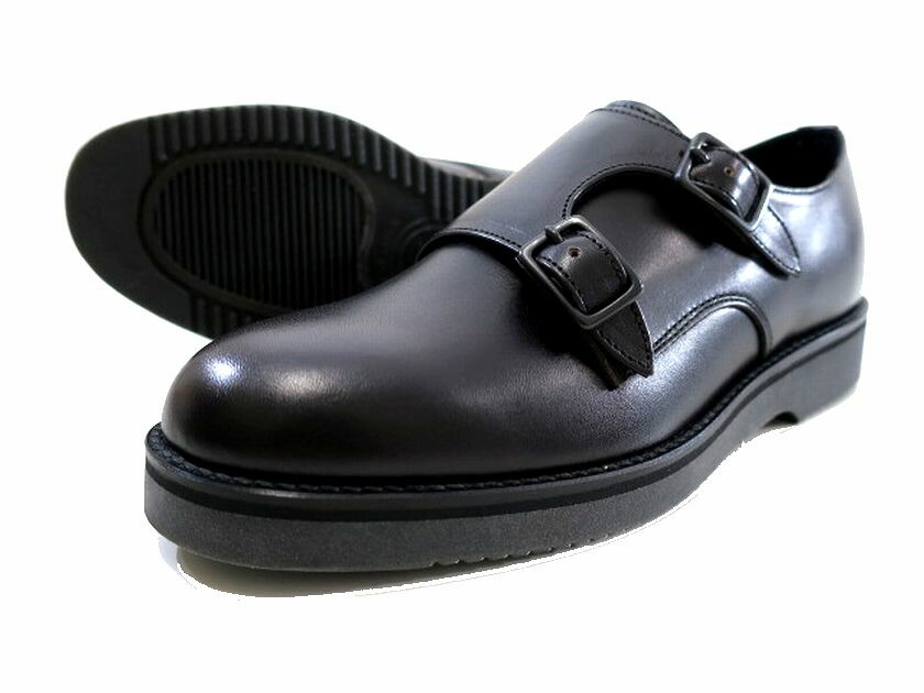 PADRONE URBAN LINE パドローネ アーバンライン 日本製 本革 KEI DOUBLE MONK STRAP SHOES ケイ ダブルモンクストラップ プレーントゥ なめし革シューズ 革靴 PU8759-2002-18C 通貨価値3.3万 黒いこと 40-01 41-02 42-03▲050▼30629t06