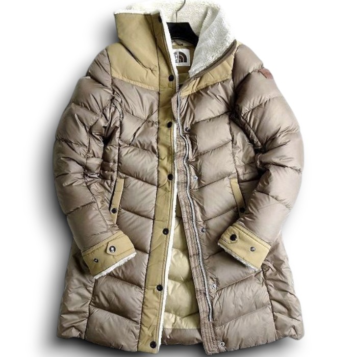 【中古】【新古品・未使用品】THE NORTH FACE ノースフェイス W EVERTA DOWN JACKET ナイロン ボア切替 ダウンジャケット レディース NYJ1DF85 定3.9万 ベージュ 75(XS)▲043▼30224k04