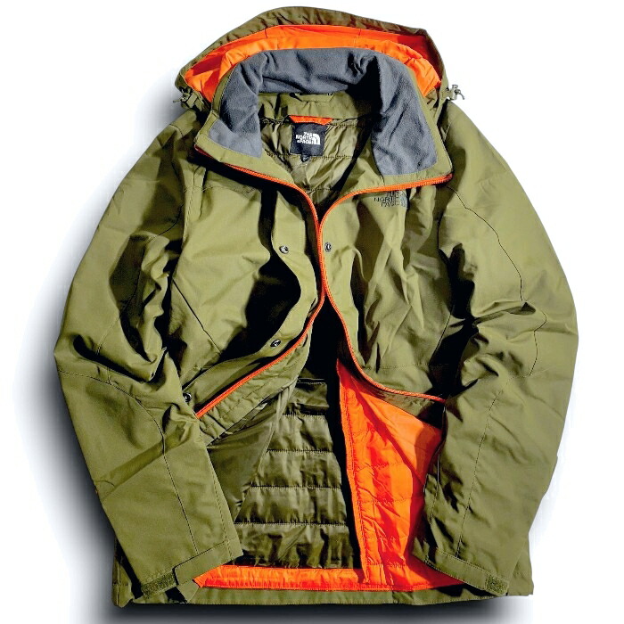 【中古】【新古品・未当て嵌める品】THE NORTH FACE 北の方人間の顔 W\u0027S EXCELL TRICLIMATE JACKET DWR Excelloft 2way 中綿盛りだくさんラインドライブ付 ジップアップジャケット お山パーカー レディース NFJ3ZG80 定2.5万 オリーブ 80(XS)-00 95(L)-03▲043▼30912h08
