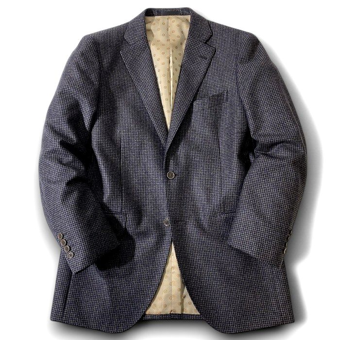 GIVERDYE BEST SELECTION ジバルディ 大賀 日本製 イタリア製生地使用 VITALE BARBERIS CANONICO SUPER100&rsquo;s ウール ミニ千鳥柄 2B テーラードジャケット 547J8013 ブラウン ブラック AL ▲074▼41202w03｜FASHION SELECT SHOP クローラー