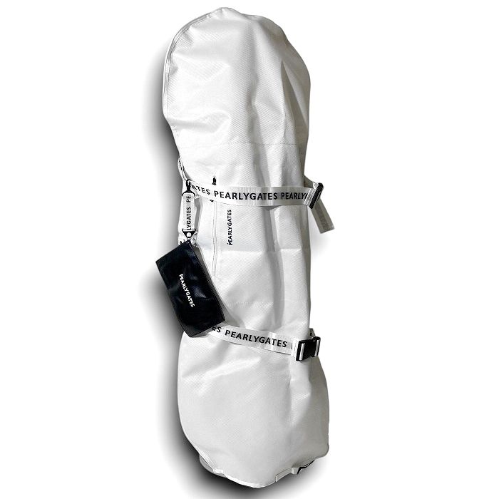 【中古】【新古品・未使用品】PEARLY GATES パーリーゲイツ ゴルフ 9型口枠対応 ワンタッチ式ロゴベルト キャディバッグ用 トラベルカバー 送り状用ケース付き 053-2984203 定価1.7万 ホワイト FR ▲020▼50206w01