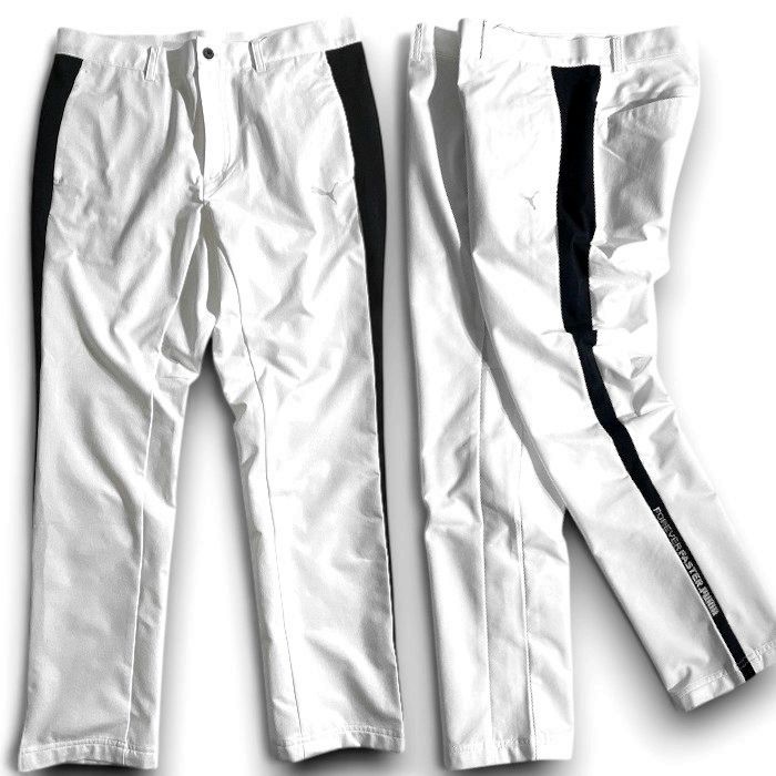 【中古】【新古品・未使用品】PUMA プーマ ゴルフ TEXBRID サイドライン ストレッチ テーパード ロングパンツ ゴルフウェア 627651 定価1.3万 ホワイト ブラック S-01 M-02 L-03 XL-04 XXL-05 ▲032▼50425w04