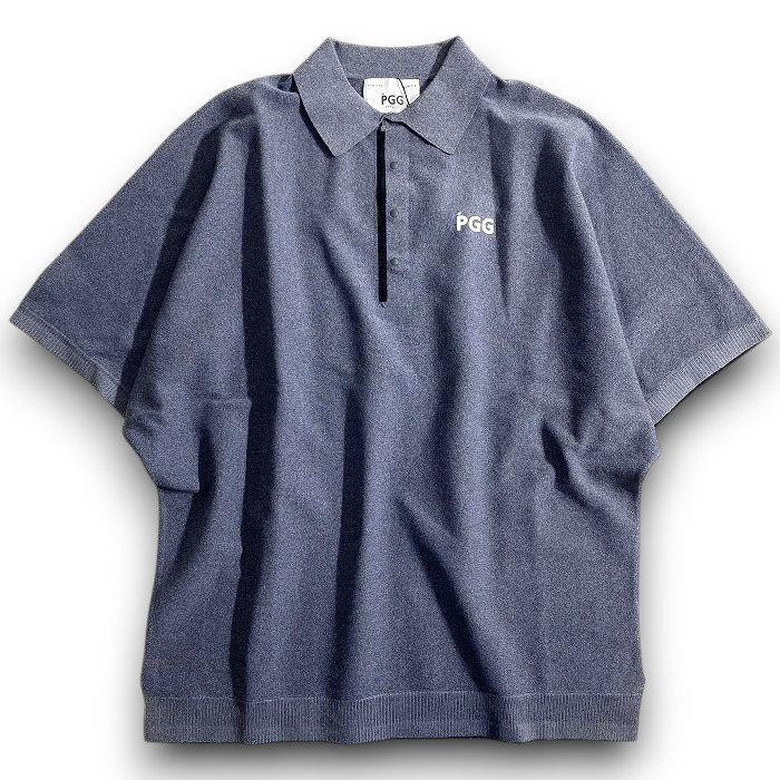 【中古】【新古品・未当て嵌める品】PGG by PEARLY GATES ピージージー パーリーゲイツ ゴルフ 吸汗速乾 田舎ふうポリ メランジ調 伸ばすこと ドルマンスリーブ 半袖 スポーツシャツ 編み物ポロ ゴルフ御召しもの 262-2275607 通貨価値2.5万 ネイビーグレー M-01 L-02 ▲028▼51003w09
