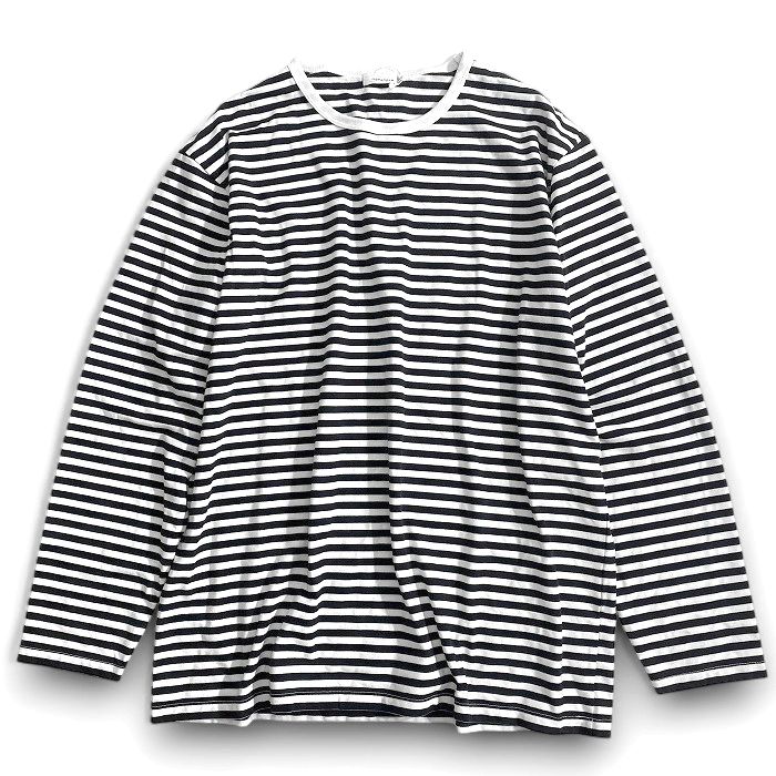 【中古】【新古品・未使用品】nanamica ナナミカ 日本製 COOLMAX Stripe Jersey L/S Tee ドライタッチ コットン混ジャージー 裏毛編み天竺 ボーダー柄 クルーネック 長袖 Tシャツ カットソー SUHS423 定価1.5万 ブラック ホワイト M-01 L-02 XL-03 ▲040▼50917w07