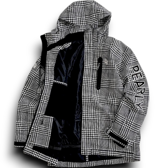 【中古】【新古品・未当て嵌める品】PEARLY GATES パーリーゲイツ 雨合羽10000粍 透湿5000g チドリ照合のしるし柄 伸ばすこと フーディ 中綿入り口・入口 上衣 上衣 スノーボード御召しもの ウィンタースポーツ 053-3120153 必要経費6.6万 ネイビーブラック 白いこと 4-01 5-02 ▲066▼51112w01