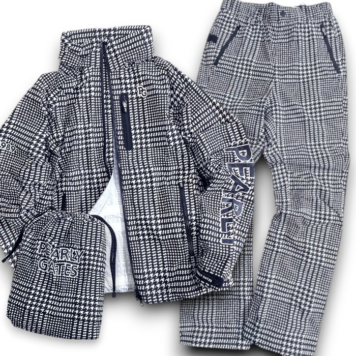 新品 パーリーゲイツ マスターバニー 千鳥格子柄 レインウェア セットアップ ０ MASTER BUNNY EDITION（マスターバニーエディション） 【premium