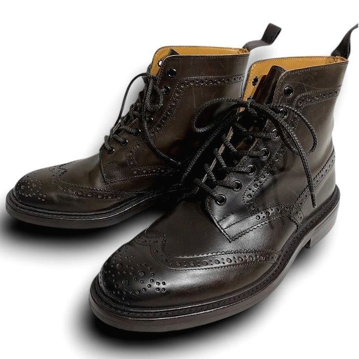 【中古】【未使用品】Tricker's トリッカーズ 英国製 STOW 4497S グッドイヤーウェルト製法 レザー 本革 ダイナイトソール ウイングチップ メダリオン レースアップ ショートブーツ レザーシューズ カントリーシューズ M5634 定価14.3万 エスプレッソ 7.5 ▲066▼60109w06 39,325円