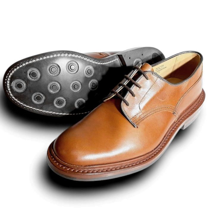 【中古】【新古品・未使用品】Tricker's トリッカーズ 英国製 WOODSTOCK 4497S グッドイヤーウェルト製法 レザー 本革 ダイナイトソール 外羽根 プレーントゥ レザーシューズ カントリーシューズ M5636 定価13.2万 マロン 9 ▲066▼60113w04|FASHION SELECT SHOP クローラー