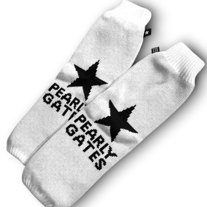 【中古】【新古品・未当て嵌める品】PEARLY GATES パーリーゲイツ ゴルフ 星に願望することを 羊毛混編み物 レッグウォーマー レッグカバー ゴルフお召しもの レディース 053-2283192 通貨価値1.3万 白いこと FR ▲015▼51210w01