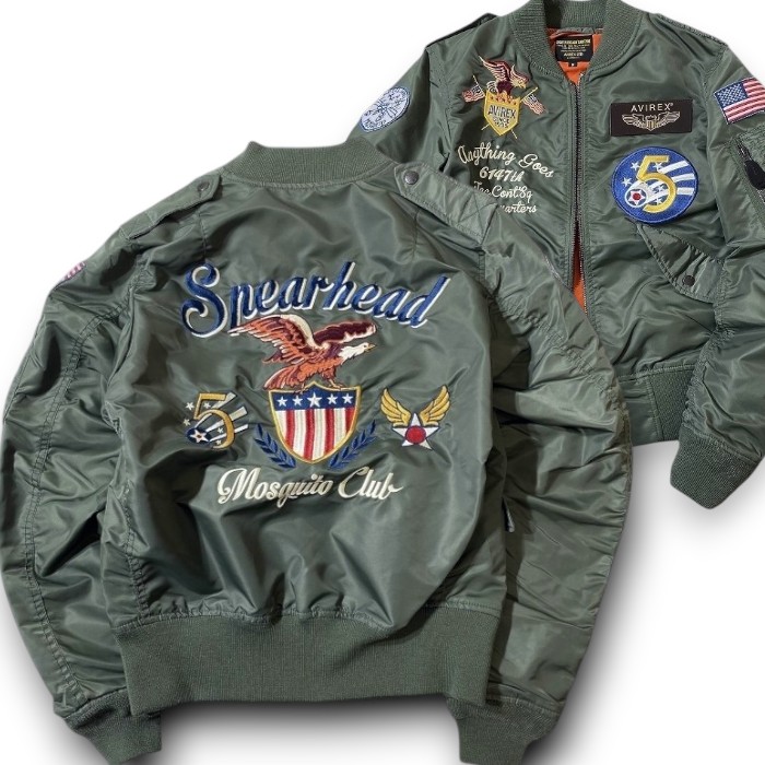 【中古】【新古品・未使用品】AVIREX アヴィレックス L-2 5th AIRFORCE 高耐久ナイロン イーグル刺繍 フライトジャケット ミリタリージャケット ボンバージャケットブルゾン L-2 レディース メンズ 6172116 定価2.8万 セージ F-00 M-01 L-02 XL-03 2XL-04 ▲017▼60319w02