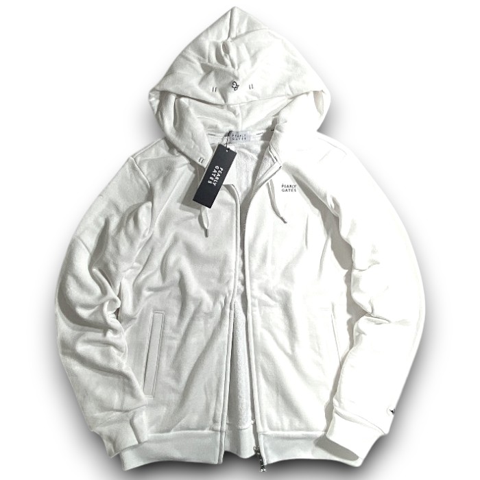 【中古】【新古品・未使用品】PEARLY GATES パーリーゲイツ ゴルフ 日本製 T/C吊り裏毛 コットン混 ロゴ刺繍 ダブルジップ パーカー フーディジャケット ゴルフウェア 053-3962301 定価3.5万 ホワイト 4-01 5-02 ▲028▼60316w04|FASHION SELECT SHOP クローラー