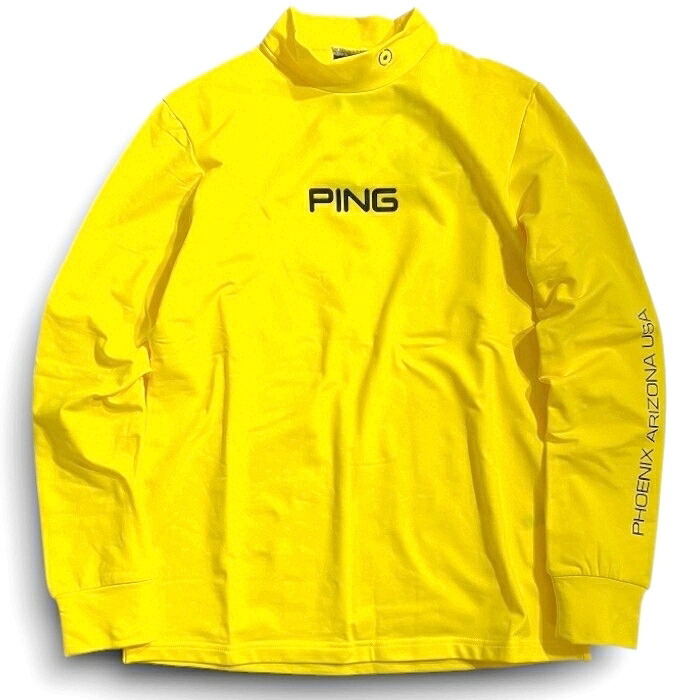 【中古】【新古品・未使用品】PING APPAREL ピン アパレル ゴルフ 保温AIR FLAKE 軽量Gコントロール ストレッチ ハイネック 長袖 薄中綿入りカットソー プルオーバー ゴルフウェア 621-3269001 定価1.2万 イエロー S-00 M-01 L-02 LL-03 3L-04 ▲028▼60225w08
