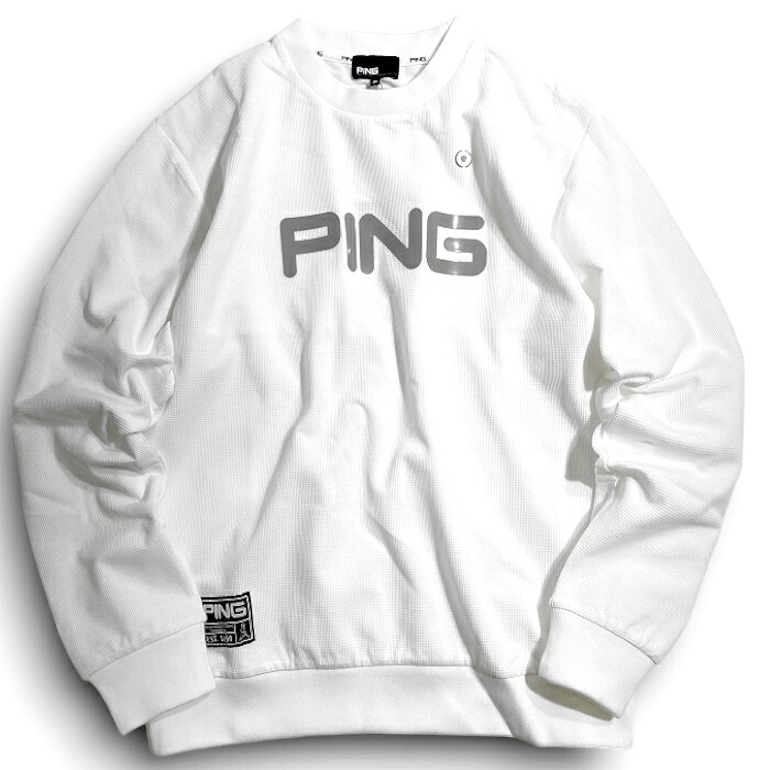 【中古】【新古品・未当て嵌める品】PING APPAREL ピン お召しもの ゴルフ GOLD LINE 再利用NEOメッシュ ビッグロゴタイプ 伸ばすこと 労働者の一団のど首 長袖 ティーシャツ カットソー ゴルフお召しもの 621-3141191 通貨価値1.9万 白いこと S-00 M-01 L-02 ▲028▼60304w04