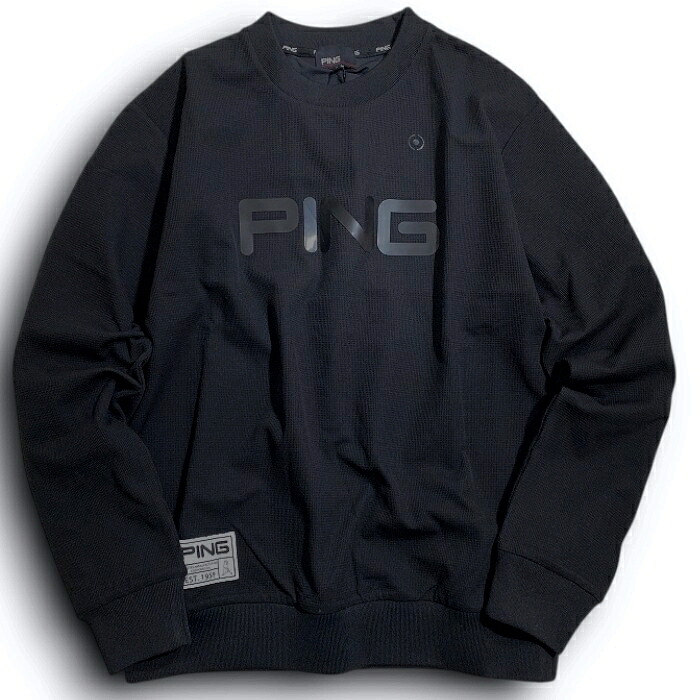 【中古】【新古品・未当て嵌める品】PING APPAREL ピン お召しもの ゴルフ GOLD LINE 再利用NEOメッシュ ビッグロゴタイプ 伸ばすこと 労働者の一団のど首 長袖 ティーシャツ カットソー ゴルフお召しもの 621-3141191 通貨価値1.9万 黒いこと S-00 M-01 L-02 ▲028▼60304w03
