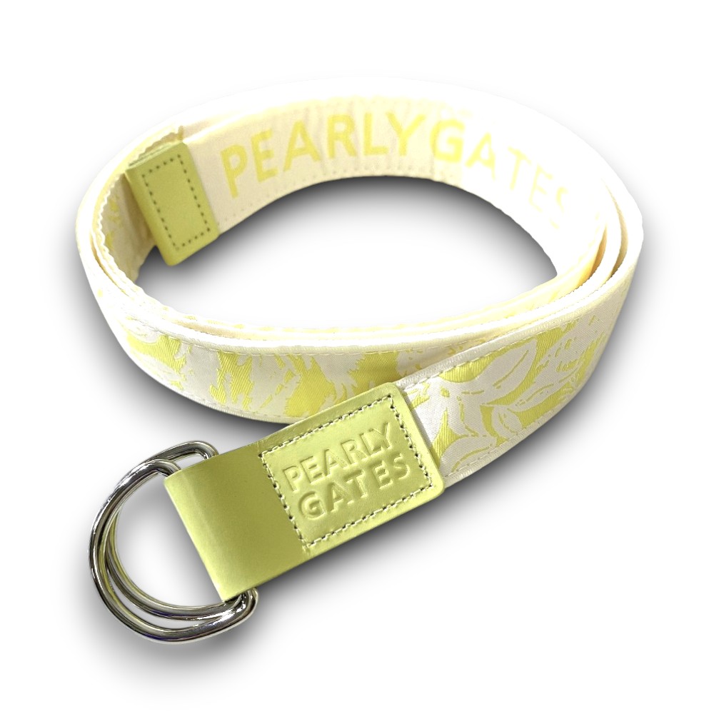 【中古】【新古品・未当て嵌める品】PEARLY GATES パーリーゲイツ ゴルフ 日本製 ボタニカル柄 総柄 磁気テープ胴締め 輪っか胴締め ユニ一発やる 053-3282600 必要経費1.7万 黄色 白いこと FR ▲031▼60428w05