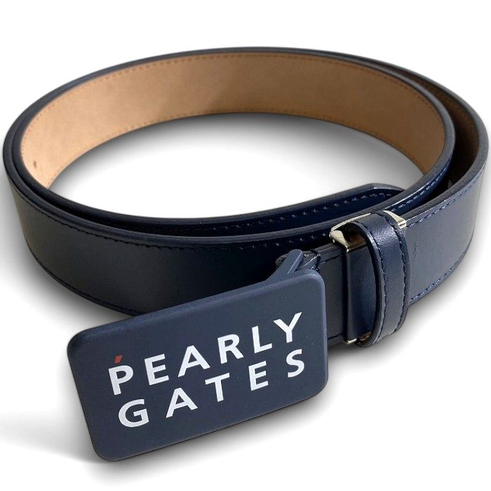【中古】【新古品・未当て嵌める品】PEARLY GATES パーリーゲイツ ゴルフ 日本製 カウなめし革 牛皮 本革 2段ロゴタイプ 一色つや 真四角バックル なめし革胴締め ユニ一発やる 053-4982051 必要経費1.5万 米国海軍 FR ▲028▼60417w10