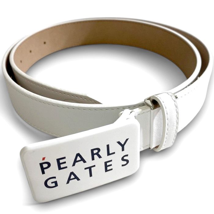 【中古】【新古品・未当て嵌める品】PEARLY GATES パーリーゲイツ ゴルフ 日本製 カウなめし革 牛皮 本革 2段ロゴタイプ 一色つや 真四角バックル なめし革胴締め ユニ一発やる 053-3982051 必要経費1.5万 白いこと FR ▲028▼60417w08