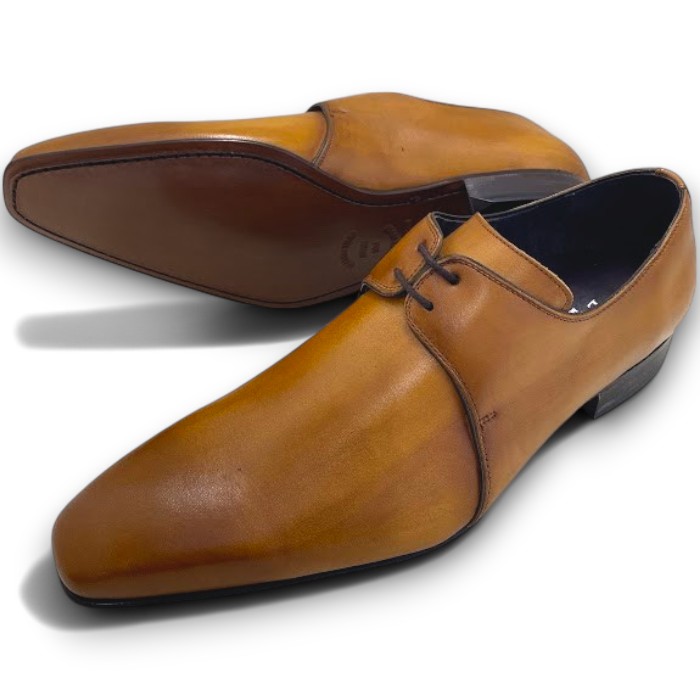 【中古】【新古品・未使用品】ESPOIR エスポアール ISETAN MEN'S 三越伊勢丹取扱 本革 マッケイ製法 外羽根 アンティーク調 スクエアトゥ レザーシューズ ビジネスシューズ 革靴 B458 ライトブラウン 7▲063▼50708m02