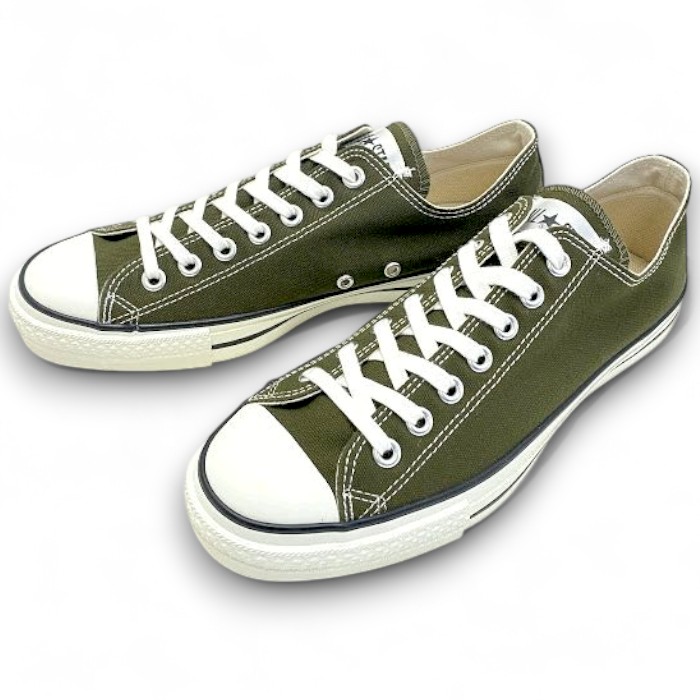 【中古】【新古品・未当て嵌める品】CONVERSE コンバース 日本製 オールスター ALL STAR CANVAS AS J OX 帆布 置き目とり捨てる スニーカー シューズ 定1.4万 KHAKI 28▲028▼50807r02